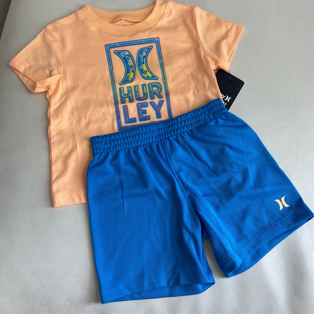 Hurley Orange blue active top shorts set 8011